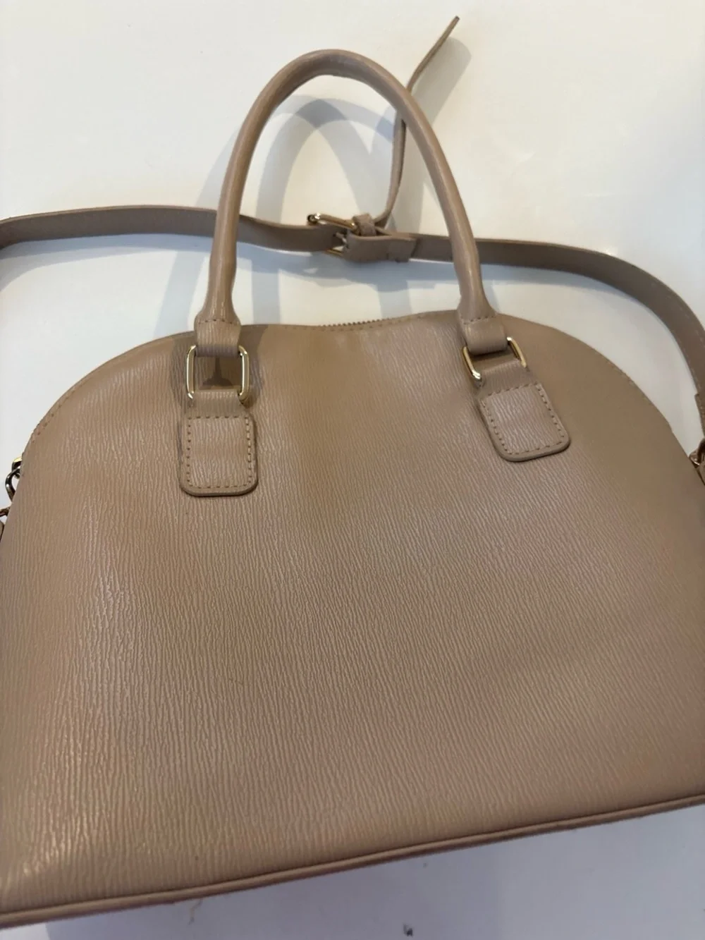bebe Taupe Dome Crossbody with Gold Hardware